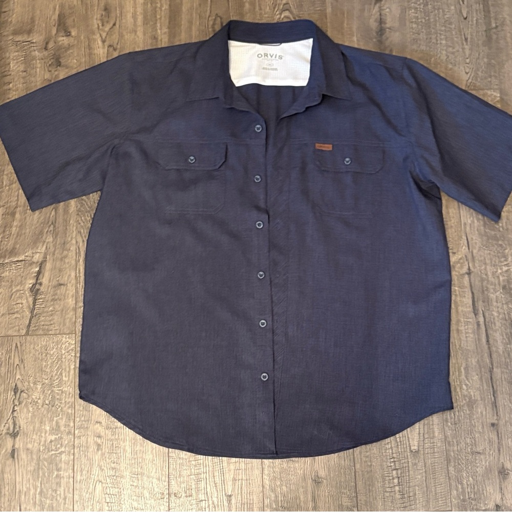Orvis Men’s Short Sleeve‎ Button-Up Shirt in Navy size XL